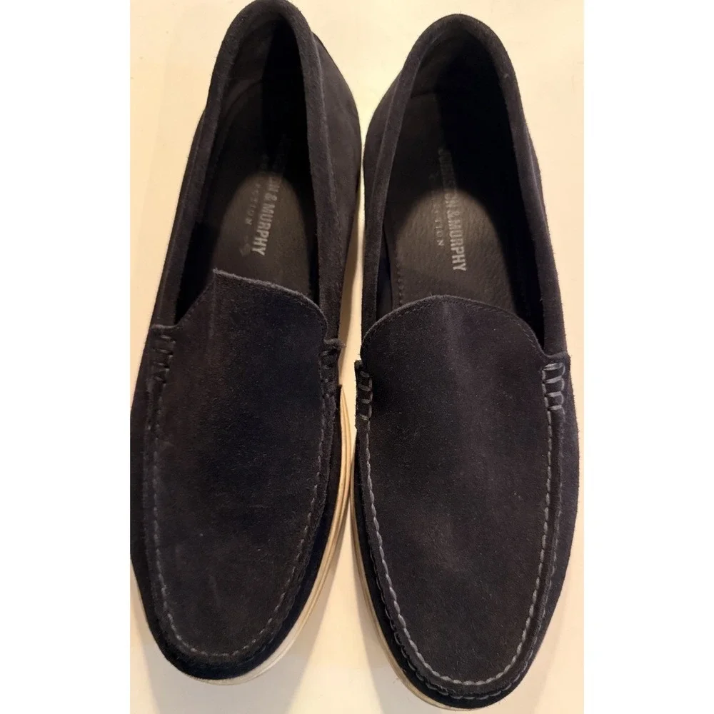 Johnston And Murphy‎ 245719 Marlow Venetian Navy Suede Slip On Loafers Sz-9.5